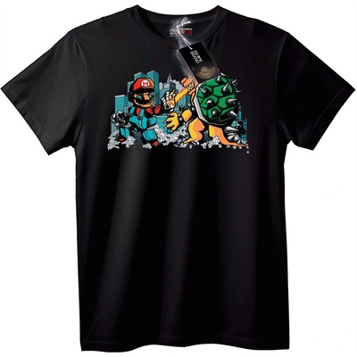 Тениска Mario vs Bowser City Battle - M, Black