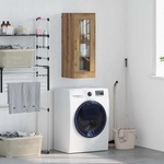 vidaXL Стенен шкаф Дъб 34, 5 x 34 x 90 см Инженерна дървесина и стъкло (882617)