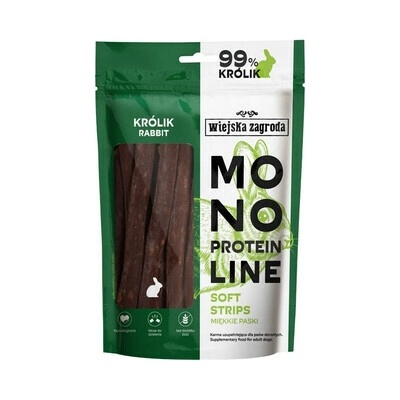 WIEJSKA ZAGRODA Monoproteinové mäkké pásiky pre psov Králik 100 g