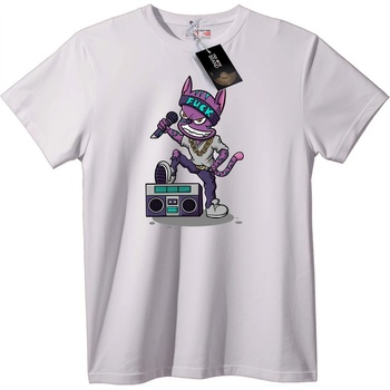 NOONEBRAND Тениска Фънки Котка Рапър - 2XL, White