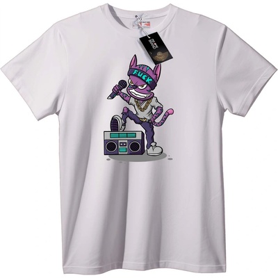 NOONEBRAND Тениска Фънки Котка Рапър - 2XL, White