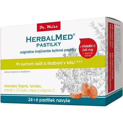 Dr.Weiss HerbalMed Isl.liš+tym+med+vitC 24+6 pastiliek