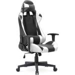 TopMebel Геймърски офис стол Alonso TopMebel от PU кожа в бял - черен цвят 67x70x125/135cm