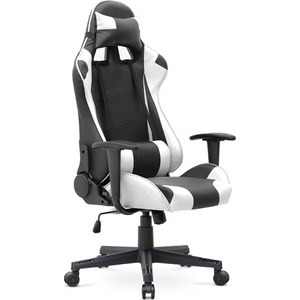 TopMebel Геймърски офис стол Alonso TopMebel от PU кожа в бял - черен цвят 67x70x125/135cm