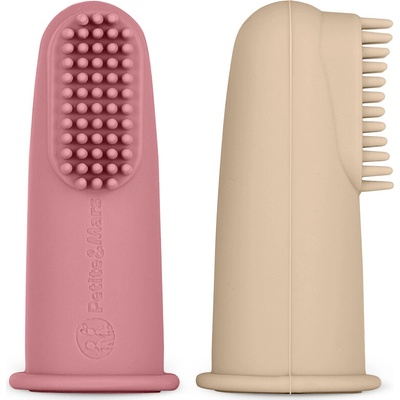 PETITEMARS PETITE&MARS Sada silikonových zubních kartáčků na prst Rose&Sand 2 ks 6m+