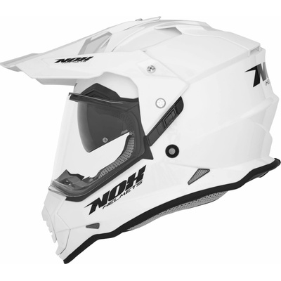 NOX helma OFFROAD / TRAIL DUOSPORT (DUAL) N312 SOLID s plexi a sluneční clonou barva bílá lesklá velikost XL