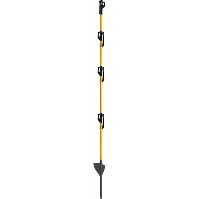 Sklolaminátová tyč pre elektrický ohradník 110 cm, pätka a hrot, 4 izolátory pre pásku až 50 mm