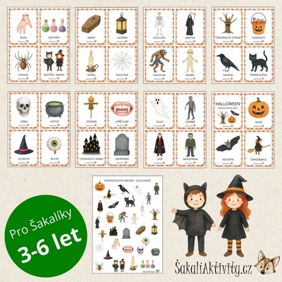 HALLOWEEN - demonstrační karty Provedení: Polotovar - tištěný + laminovaný + potřebné doplňky