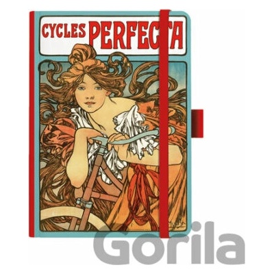 Notes A5 Premium Alfons Mucha tečky červený Baloušek 2027