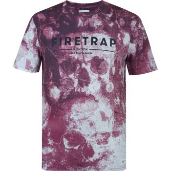 Firetrap Мъжка тениска Firetrap Sub T Shirt Mens - Burgundy Skull