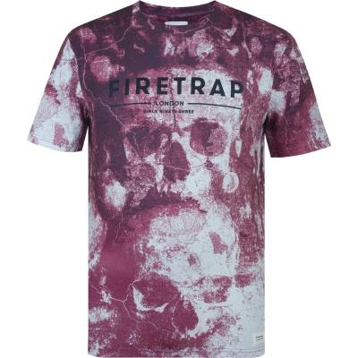 Firetrap Мъжка тениска Firetrap Sub T Shirt Mens - Burgundy Skull