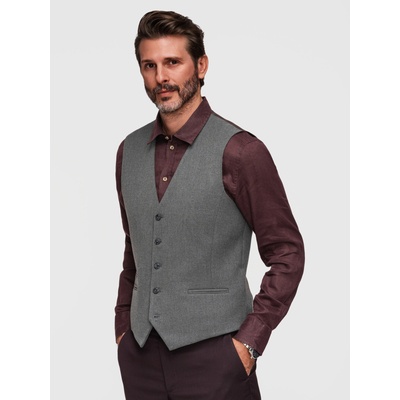 Ombre Clothing Мъжки класически костюмен жилет с подплата - графитен V3 V64 Ombre Clothing Ombre Clothing | Siv | МЪЖЕ | M