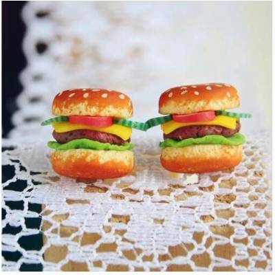 CircusMind náušnice pecky Fimo hamburgery S2663