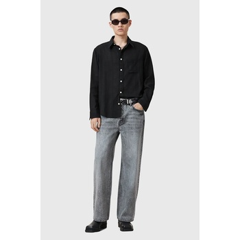 AllSaints Памучна риза AllSaints KARMI мъжка в черно със стандартна кройка с класическа яка M040SC (M040SC)