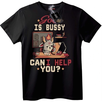 NOONEBRAND Тениска Бог е Зает, Мога ли да Помогна? - 4XL, Black