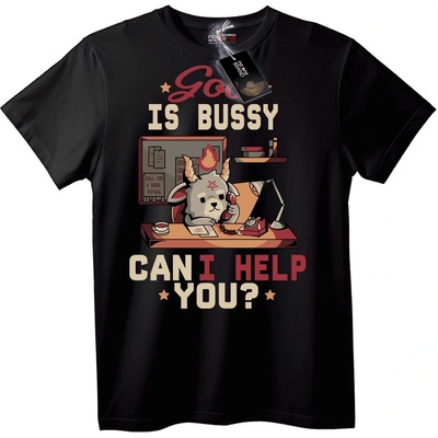 NOONEBRAND Тениска Бог е Зает, Мога ли да Помогна? - 4XL, Black