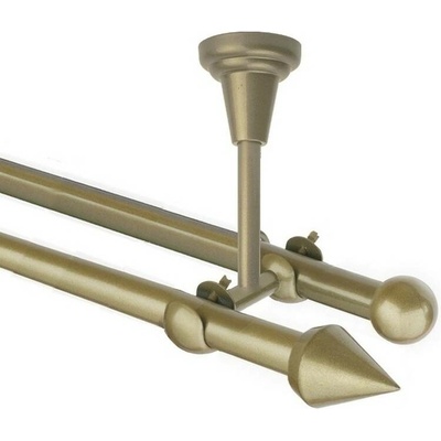 OK-GarnýžeCZ Garnýž kovová dvouřadá 16mm Hrot zlatá antik 470 cm do stropu / na tunýlek - bez kroužků