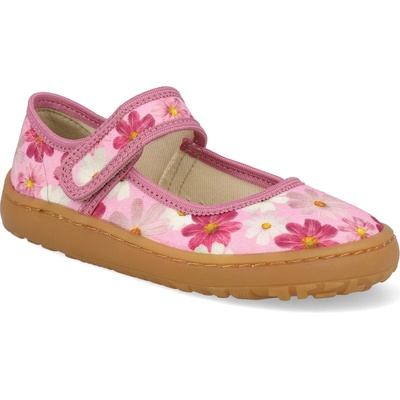 Froddo barefoot dětské plátěné baleríny Canvas Balletty White/pink růžové