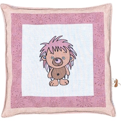 Ovopecka nahřívací polštářek s třešňovými peckami Lvíček růžový 15x15 cm