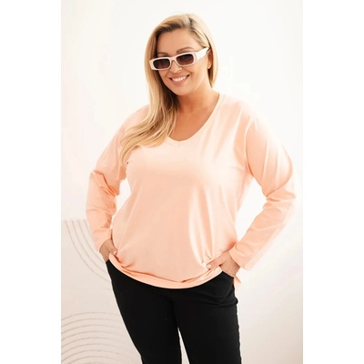 Kesi Dámska blúzka Plus Size s výstrihom do V a dlhým rukávom ružová Oranžová