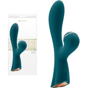  Вибратор с вакуумен клитор стимулатор, 19, 5см. - Luxe Aura Teal (NSTOYS0847)