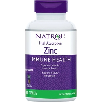 Image 1 of Natrol Zinc - High Absorption | Zinc Bisglycinate Chelate [60 Дъвчащи таблетки] Ананас