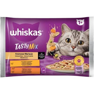 Whiskas Vrecúška Mix kuracie mäso a zelenina jahňacie a morčacie mäso 4 x 85 g