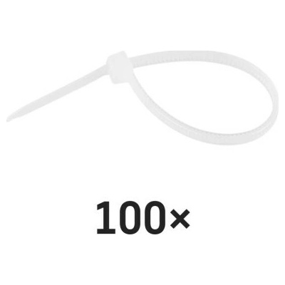 Emos A2842 Sťahovacie pásky biele 100×2.5mm 100ks A2842 - Pásky sťahovacie - O22mm, 8kg, nylon PA66