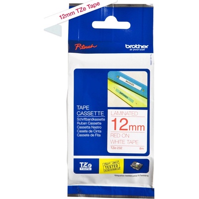 Páska do tiskárny štítků Brother TZ-232, 12mm, červený/bílý, O