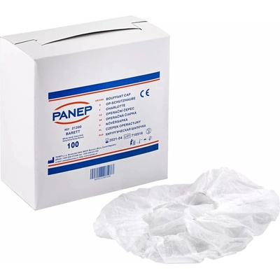 Panep Operační čepec, pokrývka hlavy BARRET, bílá 100 ks