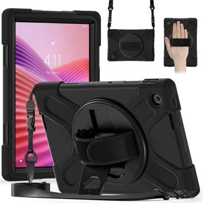 GIGAPACK Lenovo Tab 10.1 Defender, plastové puzdro na telefón odolné proti nárazom, s ramenným popruhom, Čierne GP-171821
