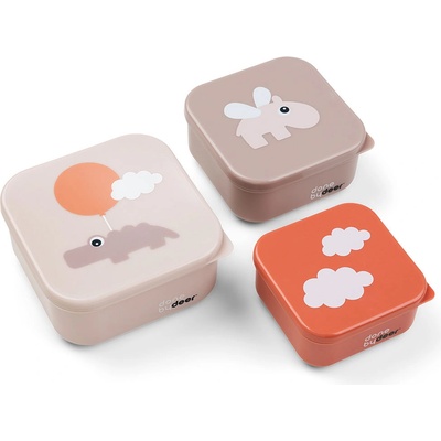 Done by Deer Контейнери за закуски Happy Clouds розово и оранжево 3 бр (1236401)