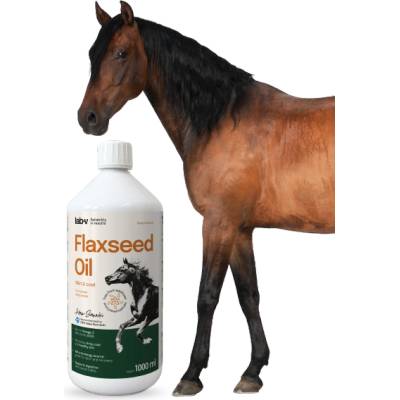 Lab-v Ленено масло - 100% студено пресовано ленено масло за коне, 1000мл