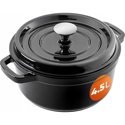 Kadax Hrnec tradiční litinový smaltovaný černý 4,5 l 23 cm s poklicí