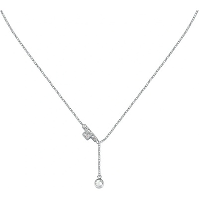 Trussardi Jemný oceľový náhrdelník s kryštálmi TJAXC08