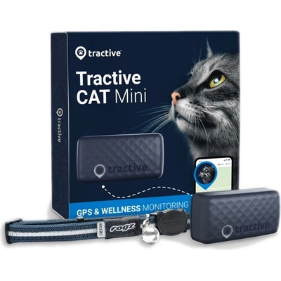 Tractive GPS CAT Mini + нашийник - проследяване на местоположението и активността на вашата котка - тъмносиньо