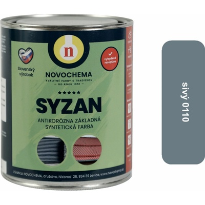 NOVOCHEMA SYZAN antikorózna základná syntetická farba na kov 0,9 kg Sivá