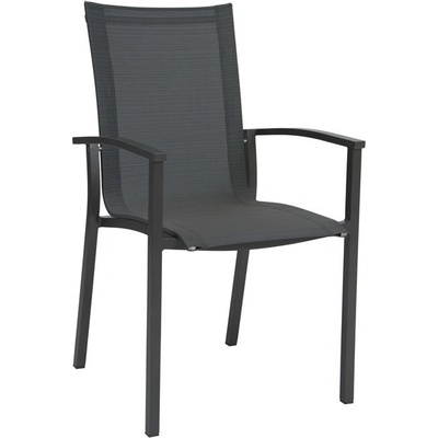 Stern Stohovatelné jídelní křeslo Evoee,56x65x96 cm, rám lakovaný hliník černý (black matt), výplet textilen linen grey