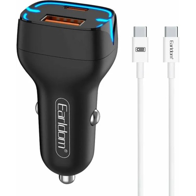 Earldom Зарядно устройство за кола Earldom ES-CC2, 1xUSB QC3.0, 1xType-C PD, С PD Type-C кабел, Различни цветове - 40250
