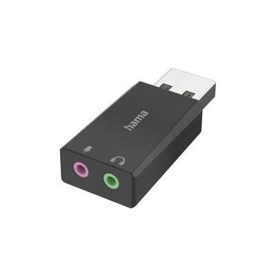 Hama външна звукова карта USB-A, 2 x 3.5 мм жака, стерео, изход за слушалки, вход за микрофон (200323)