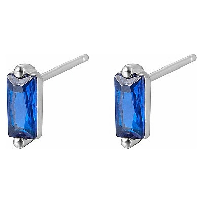 Nefertitis Stříbrné náušnice pecky se zirkony DARK BLUE NF63142 3 x 7,8 mm, 0,73 g