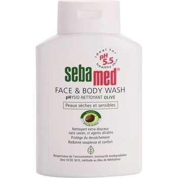 Sebamed Wash jemná umývacia emulzia na telo a tvár s olivovým olejom For Dry and Sensitive Skin 200 ml