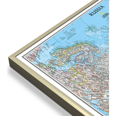 National Geographic Rusko - nástěnná mapa Classic 77 x 60 cm Varianta: mapa v hliníkovém rámu, Provedení: zlatý matný rám