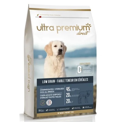 Ultra Premium Direct Overweighted - sterilised dogs all breeds - суха храна за кучета с наднормено тегло и или кастрирани, с ниско съдържание на зърно, 45% месо и месни съставки, агне и прасе, 12 кг, Франция LG1209