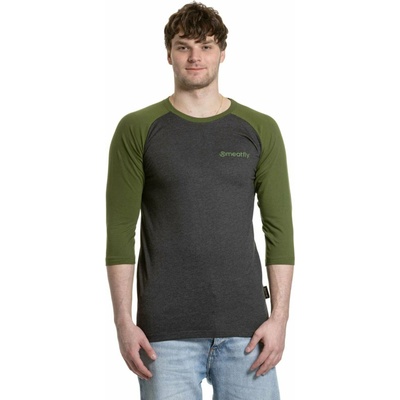 Meatfly мъжка тениска с дълъг ръкав Reagan Raglan Olive / Charcoal Heather | Сива Meatfly | Siv | МЪЖЕ | S