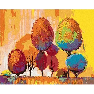 zuty Malování Podle Čísel Barevné Podzimní Stromy 80 x 100 Cm Plátno Rám