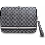 DKNY Дизайнерски кожен калъф за MacBook и преносими компютри до 16 инча - DKNY PU Leather Checkered Pattern and Stripe Laptop Sleeve (черен) (DKCS16PVSHLK)