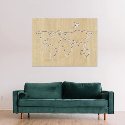 dřevo života Dřevěná mapa světa CESTA Zvolte barvu dekoru: Javor, Velikost map: 60x44