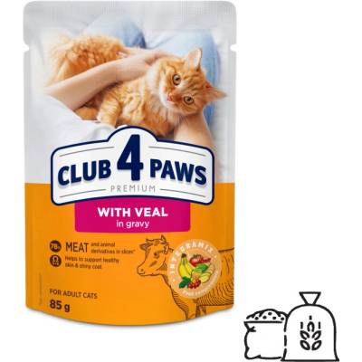 CLUB 4 PAWS Premium S teľacím mäsom v omáčke 85 g