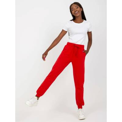 BASIC Feel Good Red sweatpants tied at the waist červená